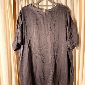 Lunya Washable Silk Tee & Pant Set Charcoal Grey Size L/XL
